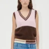 V NECKLINE VEST - MULTI STRIPES